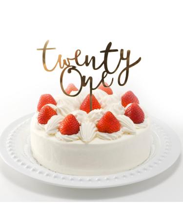 Acrylic Twenty One Cake Topper Gold Happy 21st Birthday Cake Toppers Decorations for Him Her 21st Anniversary Party Decorations Supplies