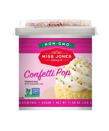 Miss Jones Baking 90% Organic Birthday Buttercream Frosting, Perfect for Icing and Decorating, Vegan-Friendly: Confetti Pop (Pack of 1) Confetti Pop 11.98 Ounce (Pack of 1)