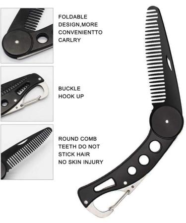 iPobie Folding Beard Comb Stainless Steel Beard Comb for Combing Hair Beards and Mustaches Folding Pocket Comb for Men - Buy Online on SooperMarket.com