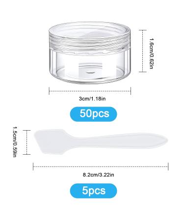 Pinsheng 50-Piece Clear Empty Cosmetic Containers - 5ml Travel Cream Jars with Lids Nail Art Jars & Spatula for Lip Balm & Lotion - Buy Online on SooperMarket.com