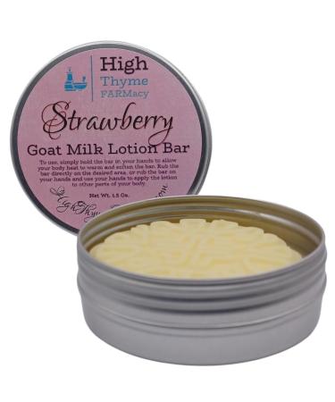 Strawberry Lotion Bar - Hydrating Goat Milk Lotion for Dry Skin | Eco-Friendly Beeswax Solid Lotion | Travel-Friendly Zero Waste Hand Care - Buy Online on SooperMarket.com