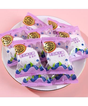 Fruit filled cotton candy fruit sugar peach&orange flavor delicious jam gummies sweet snacks New Year soft candy gift pack desserts casual snacks dim sum (Blueberry flavor 1560g(about 192pcs)) Blueberry flavor 1560g(about 192pcs)