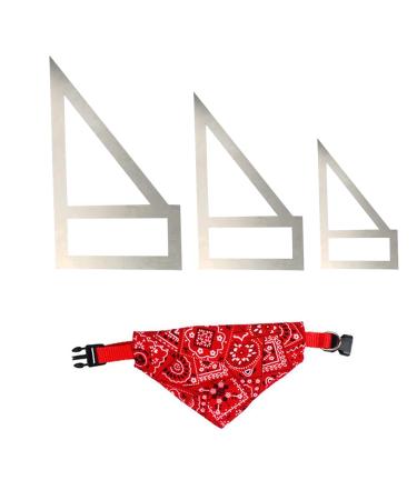 PIAOLGYI 3 Pcs M/S/L Reversible Dog Bandana Sewing Template Set DIY Craft Dog Bib Pattern for Small/Medium/Lager Size Dogs,Dog Scarf Sewing Quilting Stencil Triangle