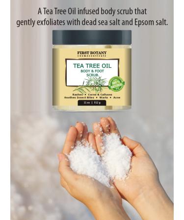 Tea Tree Oil Body & Foot Scrub with Dead Sea Salt - Natural Solution for Acne, Dandruff, Warts, Calluses & Body Odor - Buy Online on SooperMarket.com
