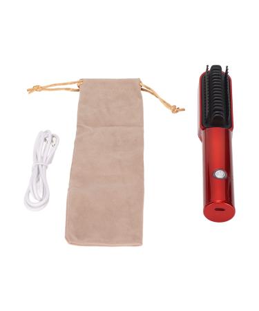 Electric Hair Straightener Brush USB Charging Safe Small Hair Straightening Curling Comb Cordless Constant Temperature Hair Straightener for Home Travel