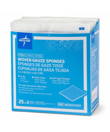 Medline Sterile Gauze Sponge 12 Ply 4x4 - 50 Count Pack - Buy Online on SooperMarket.com