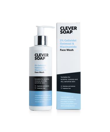 Clever Soap 2% Colloidal Oatmeal & Niacinamide Face Wash - Gentle Hydrating Facial Cleanser - Suitable For Eczema Rosacea Psoriasis & Dry Sensitive Skin - Daily Skincare For Women & Men