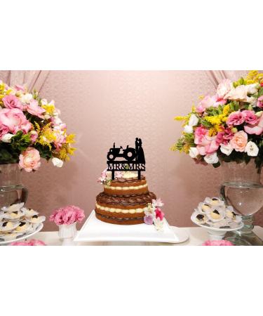 Funny Wedding Cake Topper - Groom and Bride Kissing Beside The Tractor - Farmer Wedding Cake Topper Southern Style Wedding Cake Topper (Tractor) - Buy Online on SooperMarket.com