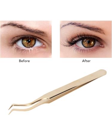 Professional Stainless Steel Eyelash Extension Tweezers - Durable & Precision Beauty Tools - Golden Edition - Buy Online on SooperMarket.com