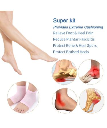 3 Pairs Gel Socks for Heel Protection & Moisturizing | Silicone Heel Spur Bandage for Dry Cracked Feet - Buy Online on SooperMarket.com