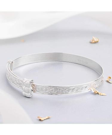 Classic Sterling Silver Baby Bangle - Ideal for Christening, Birthday, Baby Shower - Adjustable Expander Bracelet Gift - Buy Online on SooperMarket.com
