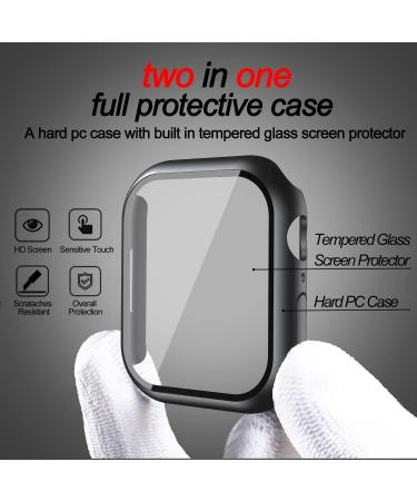 2 Pack Smiling Case with Tempered Glass for Apple Watch Series 9/8/7 45mm - Matte Black - Buy Online on SooperMarket.com