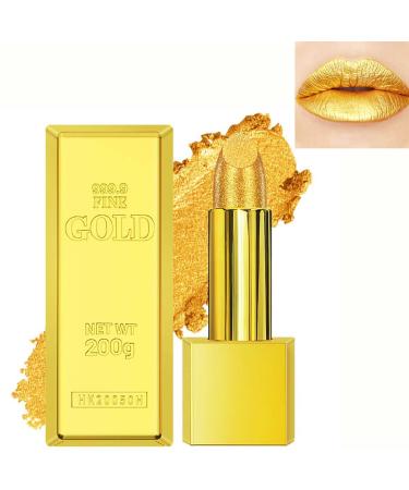 Gold Lipstick Velvet Nude Red Pink Lip Tint Non-Smudge High Pigment Not Fade Smooth Long-Lasting Wear Non-Stick Cup Waterproof Matte Lady Lip Gloss for Girl Women Lady Daily Lip Makeup (#7)
