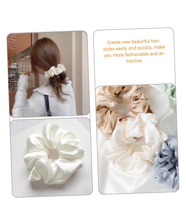 Wooneky 5pcs Bridesmaid Hair Accessories - Satin Elastic Hair Bands and Scrunchies Set in White - Wedding and Girls Hair Wrap - Buy Online on SooperMarket.com