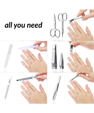 Marqus 7-Piece Manicure Set for Men & Women - Solingen Quality Patented Glass Files Real Leather Etui - Soft & Handy - Pink - Buy Online on SooperMarket.com