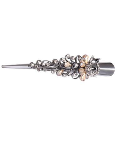 LEORX Rhinestone Hair Clips Vintage Alligator Clips Large Metal Duckbill Clips Barrettes for Women Hair Accessories champagne