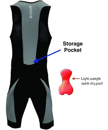 Kona II Men's Sleeveless Triathlon Suit with Storage Pocket - Small Charcoal/Black - Buy Online on SooperMarket.com