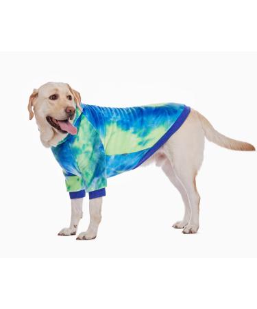 BT Bear Dog Hoodies Tie-dyed Fashions Dogs Fleece Hoodies Pet Sweatshirt Coat Dog Warm Clothes Outfits for Medium Large Dogs (5XL Blue) 5XL Blue with green