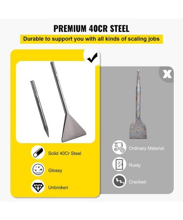 VEVOR SDS Max Tile Thinset Removal Tool with Bull Point Hammer Steel Chisel Bit | 5.9 x 15.7 Floor Scraper - Buy Online on SooperMarket.com