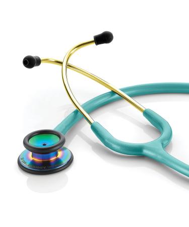 ADC 603IMCA Adscope 603 Premium Stainless Steel Clinician Stethoscope with Tunable AFD Technology, Lifetime Warranty, Iridescent Metallic Caribbean