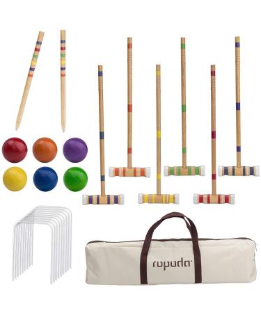 ropoda Six-Player Croquet Set with Wooden Mallets, Colored Balls, Sturdy Carrying Bag for Adults &Kids, Perfect for Lawn,Backyard,Park and More.