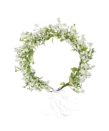 June Bloomy Bridal Flower Crown - Rose Floral Headband for Women - Maternity Photo Prop/Baby Shower - White Leaf Hair Wreath - Buy Online on SooperMarket.com