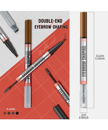 2 in 1 Waterproof 3D Eyebrow Pencil with Eyebrow Gel Micro Eyebrow Pencil with 4 Fork Tip Applicator 2024 New Eyebrow Pencil Effortlessly Creates Natural Looking Brows (Dark brown+Light brown) - Buy Online on SooperMarket.com