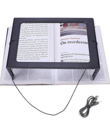 Full-Page Magnifying Glass Hands-Free Large Rectangular 2.5X Magnifier LED Lighted Illuminated Foldable Desktop Portable for Elder Kids