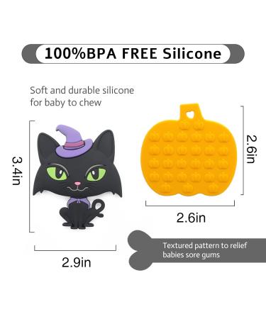 PAPACHOO Halloween Teething Toys 2 Pack - Soft Silicone Baby Soothing Teethers (Orange & Kitten) - Buy Online on SooperMarket.com