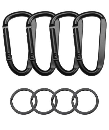 4 pieces of carabiner hook carabiner hook aluminum carabiner carabiner hook carabiner set carabiner hook D-clip carabiner carabiner carabiner black for hammocks camping accessories (b)