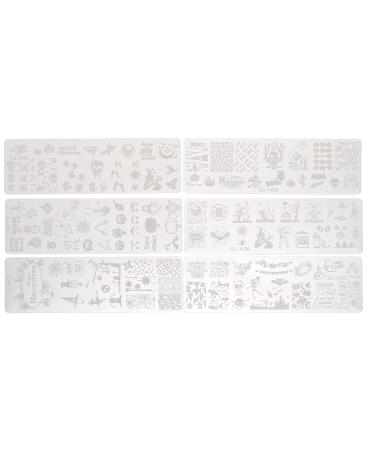 Uonlytech 6pcs Halloween Nail Art Plates - Pumpkin Pattern DIY Nail Templates for Stunning Manicure - Buy Online on SooperMarket.com