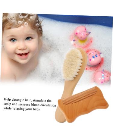 Healeved 2pcs Newborn Hair Brush & Comb Set - Wooden Infant Hairbrush for Toddler & Newborn Scalp - Includes Beard Knife and Shampoo Brush - Baby Hair Care Essential - Buy Online on SooperMarket.com