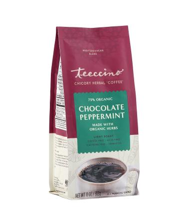 Teeccino Chicory Coffee Alternative  Chocolate Peppermint  Ground Herbal Coffee Thats Prebiotic, Caffeine Free & Acid Free, Light Roast, 11 Ounce