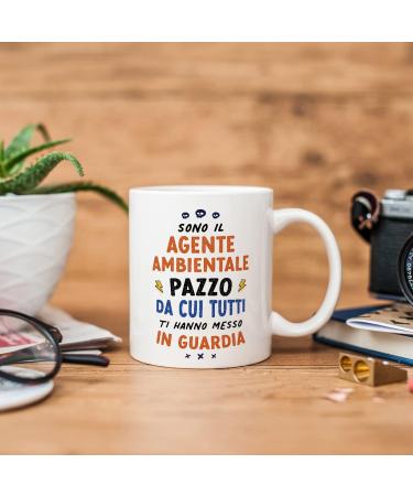 MUGFFINS Environmental Agent Man Mug - in Italian - Tutti ti Hanno messo in Guardia - Funny Gift for Colleagues - Ceramic 11oz Mug Agente Ambientale_masc - Buy Online on SooperMarket.com