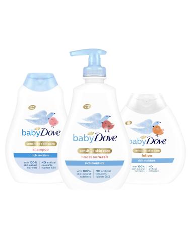 Baby Dove Combo - Head To Toe Wash Rich Moisture 400ml | Baby Dove Rich Moisture Shampoo 400ml | Baby Dove Rich Moisture Lotion 200ml