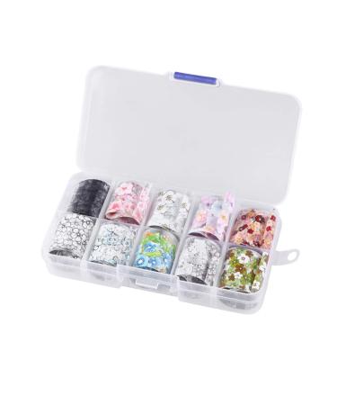 LEORX Flower Nail Foil 10 Sheet Vintage Floral Nail Transfers Decal Colorful Manicure Sticker for Wedding Party Holiday (Style E)