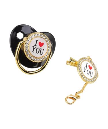 Bling Baby Pacifier Set - Non-Toxic & Healthy | 'I Love You' Design - Perfect for Parties | Stylish Loss-Prevention Features - Buy Online on SooperMarket.com