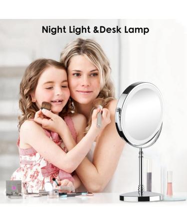 jumbans 1Set 10X LED Mirror Rechargeable Make Up Mirror Magnification Cosmetic Mirror 2 Side Brightness with 3 Colors C - Buy Online on SooperMarket.com