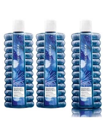 "Avon Bubble Bath 3 x 500ml - Good Night Sweetheart: Relaxing and Soothing Bath Time Experience"with Mild and Gentle Luxurious foaming Bubbles to Help Refresh The Whole Body infused with the scent of bergamot and vanilla. 500 ml (Pack of 3)