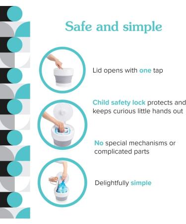 PurePail Go Portable Diaper Pail White Superior Odor Control with No Added Fragrance Collapses for On-the-Go Compact & Space-Saving Go Pail - Buy Online on SooperMarket.com