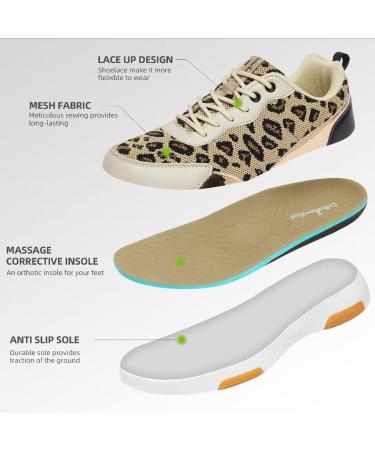 OrthoComfoot Women's Walking Shoes - Arch Support Fashion Sneakers for Plantar Fasciitis Relief - Size 9.5-10 W2 Leopard - Buy Online on SooperMarket.com