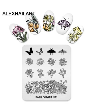 Nail Stamping Plate 4 Set - Butterfly Floral & Ocean Wave Designs for DIY Nail Art - Perfect for Manicure & Decoration - Buy Online on SooperMarket.com