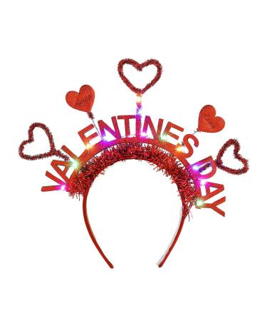 Vatocu Light Up Heart Headband Led Valentine's Day Headpiece Luminous Sequins Heart Hair Accessories for Holiday Wedding Party Gift
