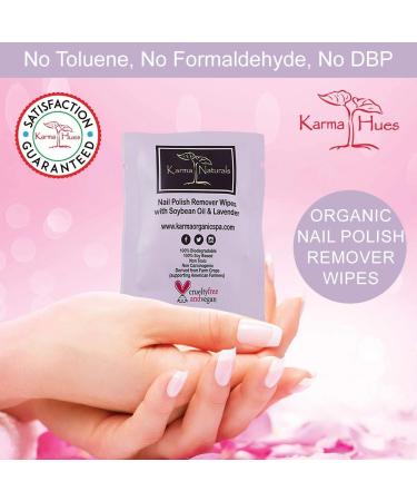 Karma Organic Natural Nail Polish Remover Wipes - 100% Soy Based, Non-Toxic, Vegan, Cruelty-Free - Pack of 10 - Buy Online on SooperMarket.com