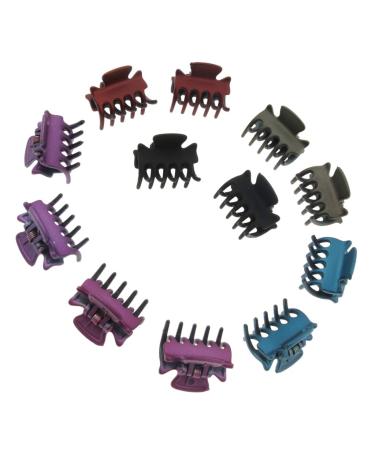 Fityle 12 piece resin mini hair clip set hair clip hair gripper hair claws hair clip hair claw clip hair accessories black1
