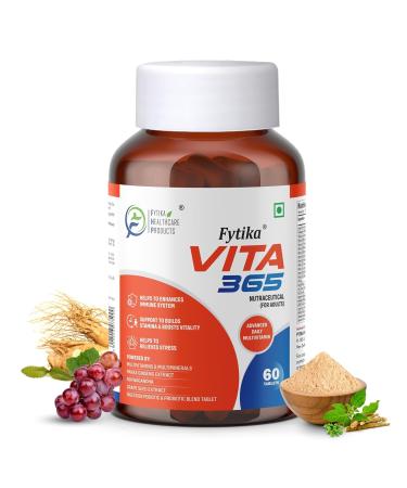 FYYTIIKA HEALTHCARE PRODUCTS Vita 365 Multivitamin With Probiotics Vitamin B12 Zinc Biotin Mineral Ginseng & Ashwagandha Enhances Energy Stamina Immunity Hair and Skin (Pack of 1) Tablet