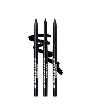 Ruby Kisses Auto Lip Liner Pencil Long Lasting Smooth Application Mechanical Lip Liner Pencil 3 PACK (Black)