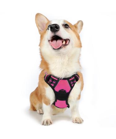 Rabbitgoo dog harness medium -sized dogs anti train crockery dog with control no pull adjustable dog dishes large dogs breathable reflex stripes breast harness dog safe guidance pink m m (1 Pack) pink