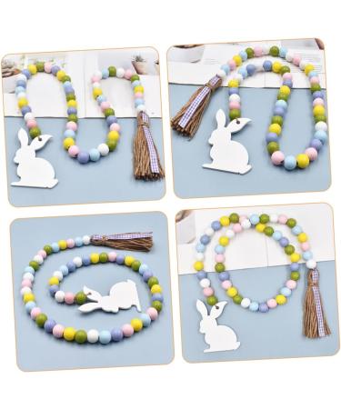 LIFKICH Fringe Decor Ornament Beaded Garland with Tassel Easter Farmhouse Bead Garland Hanging Door Bead Garland Tassel Garland Bead Easter Beaded Garland Wood Rabbit Rope - Buy Online on SooperMarket.com
