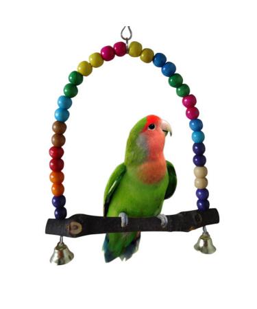 Parrot Toys Wooden Bird Swings 5.5''x 5.6'' Multi-color Conure Cockatiel Swing Hanging Toys for Small Animal Parakeets Budgie